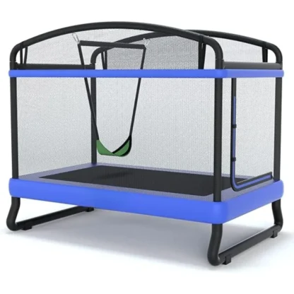 Trampolín para niños de 6 pies con barra horizontal y trampolín rectangular para niños pequeños con red de seguridad Trampolín exterior/interiores para niños