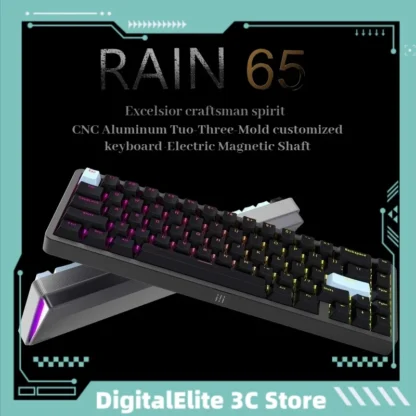 Ipi Rain65 Teclado mecánico de aleación de aluminio para juegos, puerta de enlace dispensadora de pegamento Cnc, juego de azulejos de eje magnético Thri-Mode Rt Rgb