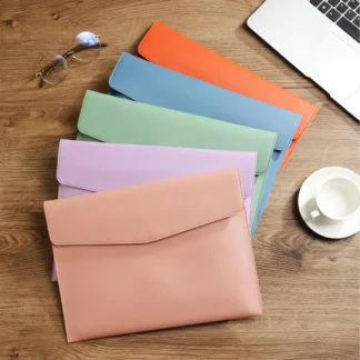 Bolsa de documentos A4 de cuero resistente al agua, bolsa de almacenamiento de gran capacidad, carpeta de archivos, bolsa de documentos de negocios gruesa, escuela