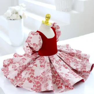 Vestido de alta gama para niños, vestido ligero de lujo de nicho para niña, vestido rojo de princesa de cumpleaños, disfraz de piano para niña pequeña