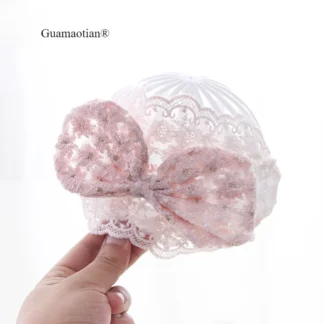 Gorra de neumático fina para bebé y niña, gorro vacío con lazo, accesorios de encaje de princesa, 6 a 24 meses