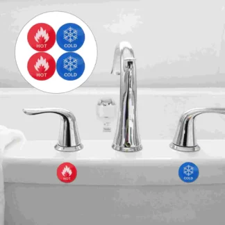 6 pares de etiquetas adhesivas para agua fría y caliente, pegatinas sin decoración acrílica