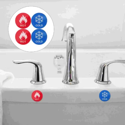 6 pares de etiquetas adhesivas para agua fría y caliente, pegatinas sin decoración acrílica