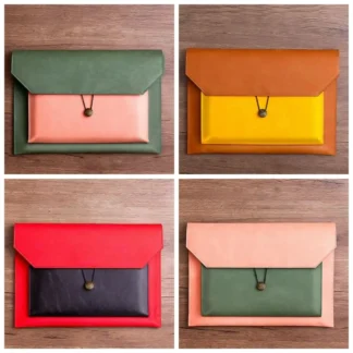 Bolsa de archivo de cuero de papel A4 gruesa portátil, bolsa de negocios de datos impermeable a prueba de polvo, carpeta A4 multifunción duradera para oficina