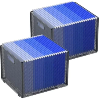 OUTWOLF Organizador de archivos colgante Caja de carpetas de archivos de malla Caja de archivos Organizador de carpetas de archivos Caja de almacenamiento Tamaño de letra Paquete de 2