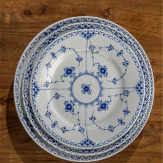 Plato de cena de cerámica pintado a mano con patrón de hierba Tang, plato de borde plano, cuenco redondo azul y blanco, vajilla de porcelana blanca, cocina