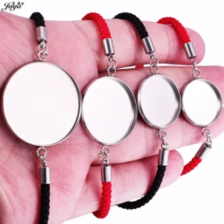 20 piezas, venta al por mayor, Base de pulsera de cabujón de acero inoxidable de 18-30mm para accesorios de fabricación de joyas DIY
