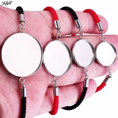 20 piezas, venta al por mayor, Base de pulsera de cabujón de acero inoxidable de 18-30mm para accesorios de fabricación de joyas DIY