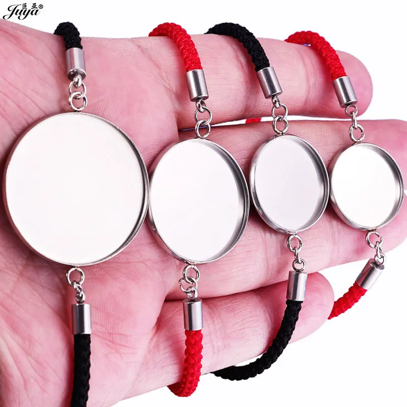 20 piezas, venta al por mayor, Base de pulsera de cabujón de acero inoxidable de 18-30mm para accesorios de fabricación de joyas DIY