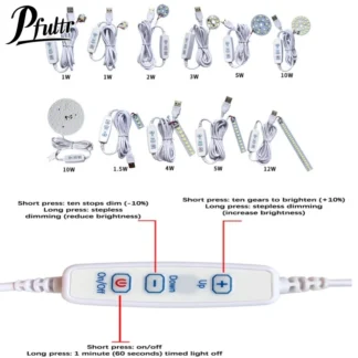 Chips LED regulables de 5V CC 5730 SMD lámpara LED DIY bombilla LED ajustable atenuador USB lámpara recargable de trabajo de aprendizaje
