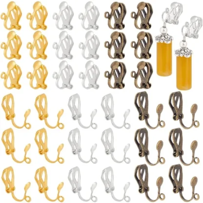 120 Uds. Convertidor de pendientes con Clip de 3 colores, convertidores de latón con accesorios de pendientes de bucle fácil de abrir para kit de fabricación no perforado