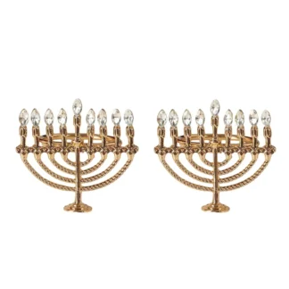 ATTU, 2 uds., anillo con hebilla para servilleta dorada de Hanukkah, Festival judío en forma de vela, anillo para servilleta DIY, decoración para boda, Baby Shower