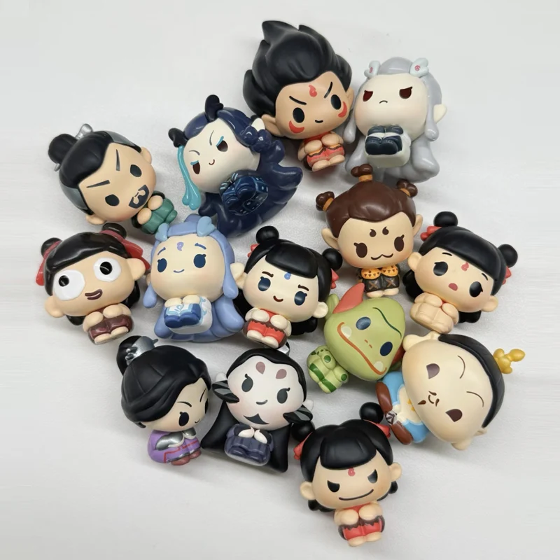 Ne Zha 2 Sit In A Row Series bolsa ciega lindo frijol Anime figuras de acción Mini muñeca juguetes misterioso adorno de caja sorpresa regalo para niños