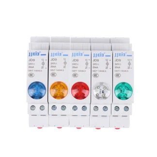 Luz indicadora de potencia tipo carril Din, lámpara de señal LED, serie AC/DC 24V, luces indicadoras JD9, luces de advertencia