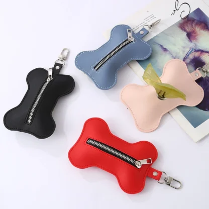 Dispensador de bolsas para recoger caca de perro, dispensador de bolsas de residuos, bolsa de almacenamiento agrandada en forma de hueso, herramientas de recogida limpia, accesorios para mascotas
