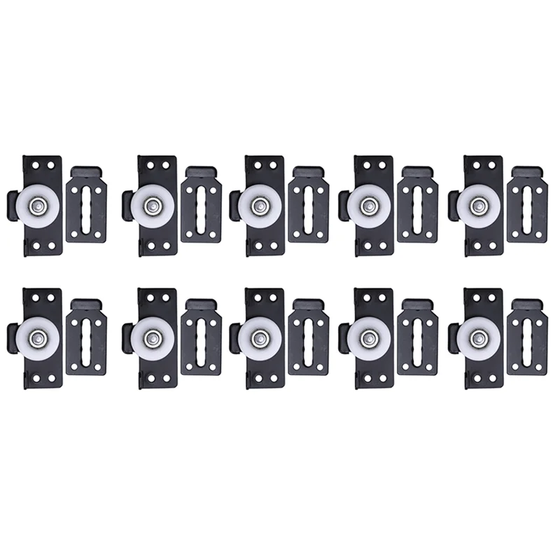 Accesorios de hardware T35C, 10 juegos de poleas para puertas correderas de armario, puertas correderas de madera, ruedas para puertas correderas silenciosas, color negro