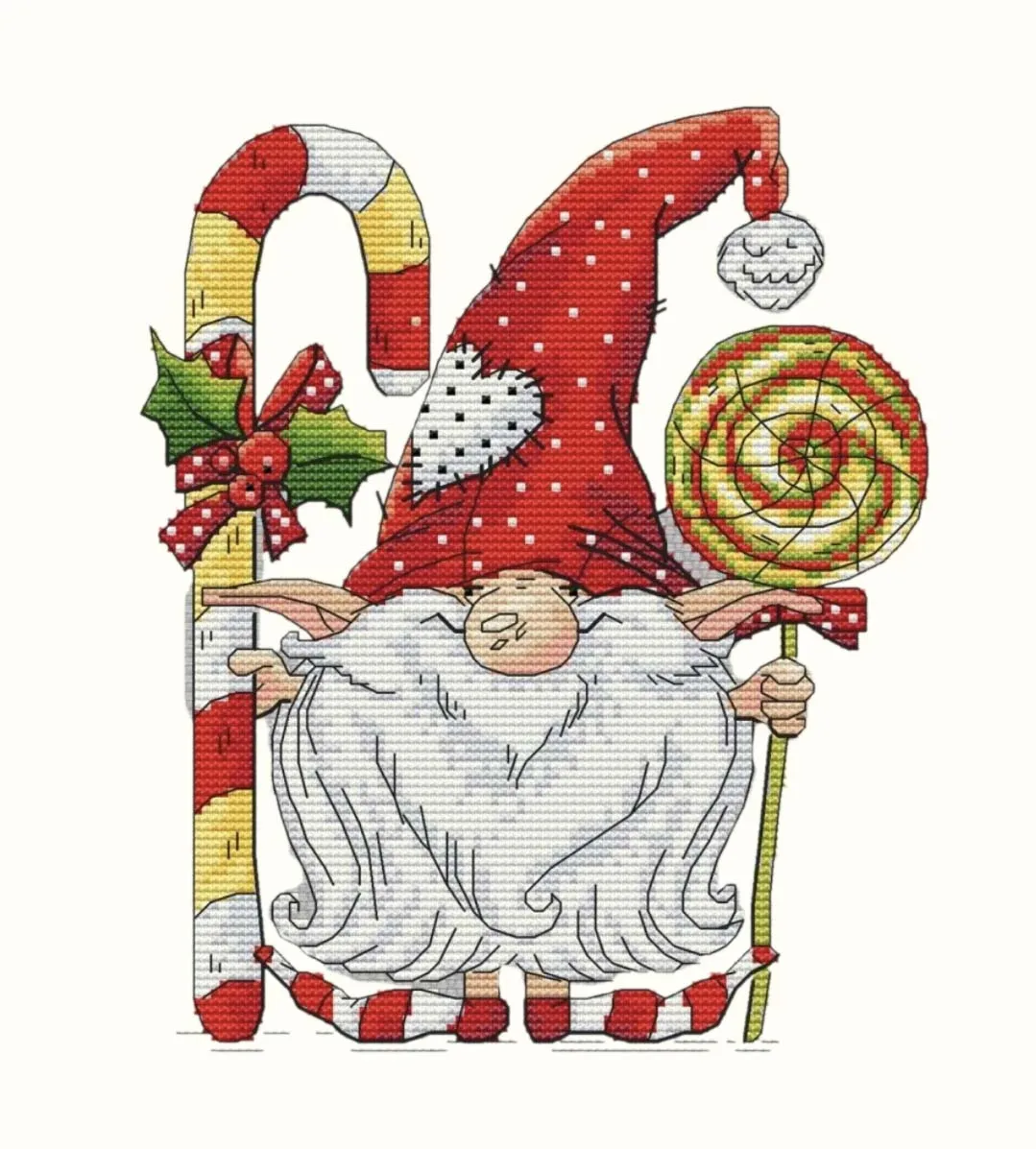 Kit de punto de cruz para manualidades navideñas, Set de 8 enanitos, 27-30 piruletas, nevera, frigorífico, hogar