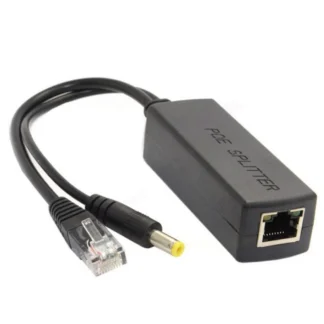 ABUOGigabit Mini PoE Splitter 10/100/1000Mbps POE Splitter Salida CC 12V Alimentación a través de Ethernet IEEE 802.3af para IP Came Black