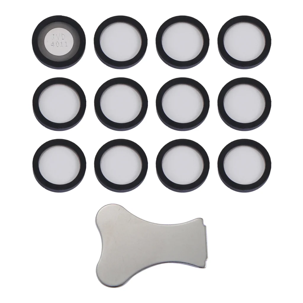 Paquete de 12 discos de cerámica para nebulizador ultrasónico T35C, piezas de humidificador, discos transductores con herramienta de tapa