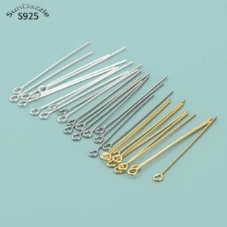 Alfileres de aguja de Plata de Ley 925, 10 piezas, sólido puro Real, oro, pendiente, collar, conector, parte Base, joyería DIY