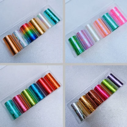 6 rollos de láminas para uñas geométricas de Metal Adcanced, papel de transferencia, envolturas para uñas camaleón, decoraciones artísticas para uñas de mármol y agua DIY