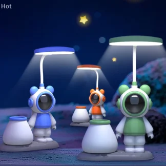 Astronauta USB luz nocturna escritorio estudio protección ocular lectura pequeña lámpara de mesa adornos de escritorio carga USB