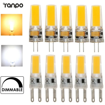 Mini 5 uds G4 G9 bombillas LED COB regulables 12V 220V 3W 6W lámpara reemplazar 40W iluminación de araña halógena incandescente decorativa