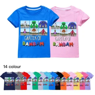 Nuevo juego Garten Of BanBan, camiseta para niños, camiseta con estampado de Banban Garden, camiseta divertida de dibujos animados con cuello redondo, ropa de verano para niños, camisetas