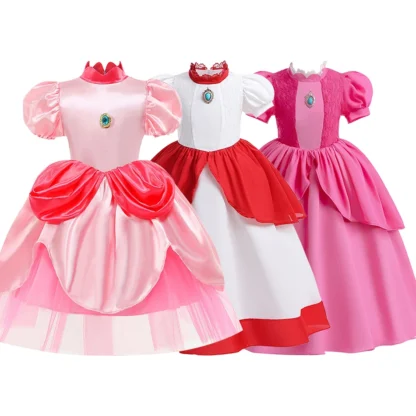 Vestido de Cosplay de princesa elegante para niñas pequeñas, disfraz de colores vibrantes para fiesta en capas, ropa de lujo para actuación de verano