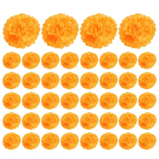 Flores artificiales de caléndula de 3,9 pulgadas, flor del Día de los muertos, 50 Uds., flores de caléndula falsas para hacer guirnaldas de caléndula