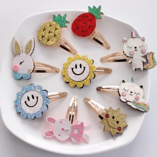 Pinzas para el pelo de bebé para niña y niño, pasador BB de flores con lentejuelas, 2 piezas