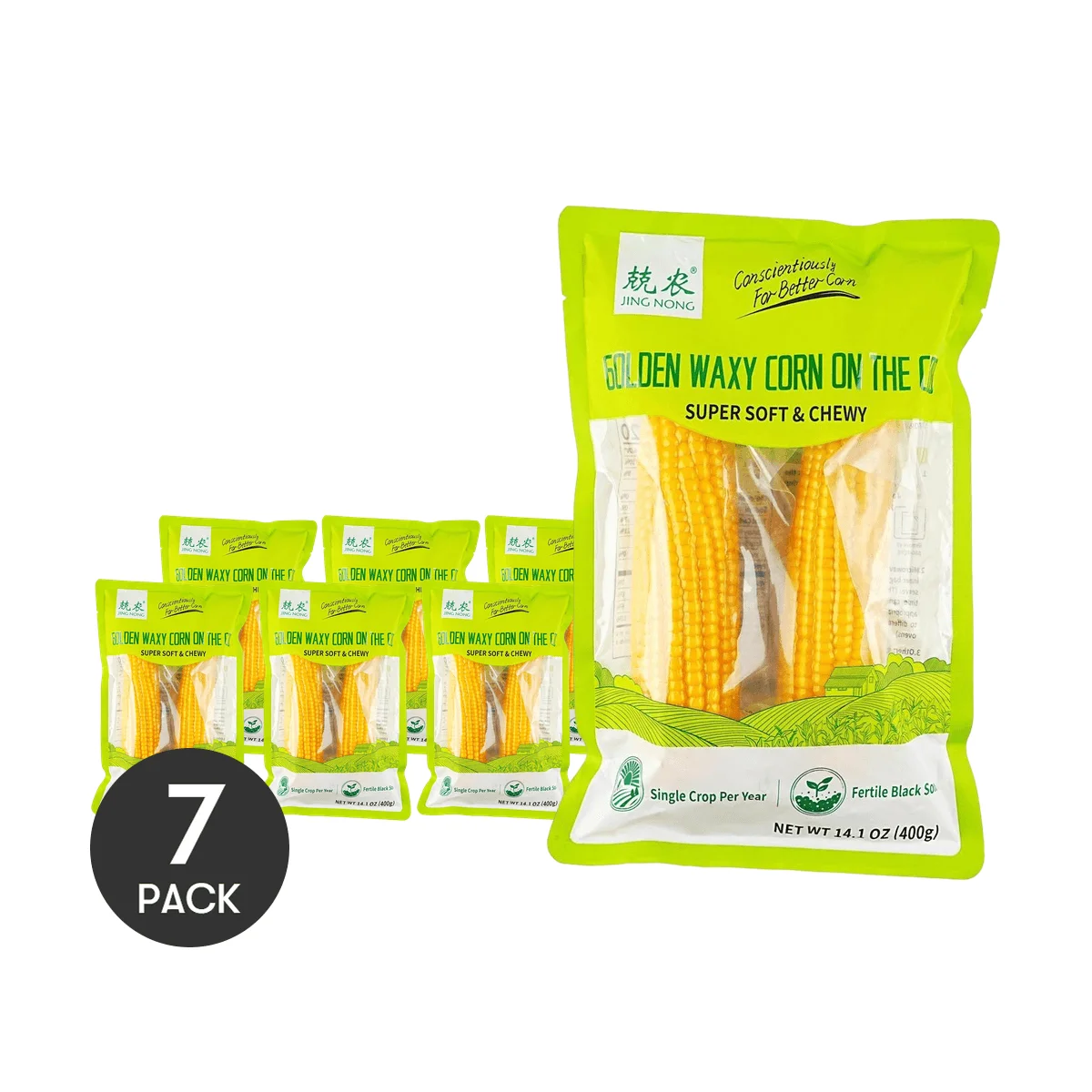 Jingnong-Aroma a maíz ceroso en la mazorca, 7 paquetes, 2 unidades, 14,1 oz x 7 paquetes