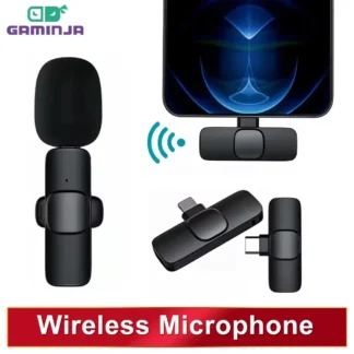 Micrófono Lavalier inalámbrico, Mini micrófono portátil para grabación de Audio y vídeo para iPhone, Android, batería de larga duración, transmisión en vivo y juegos
