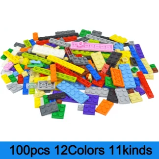 Juego de bloques de construcción modelo MOC para niños, juguete educativo de ladrillos finos de 11 tamaños, 15 colores mezclados, 100 piezas
