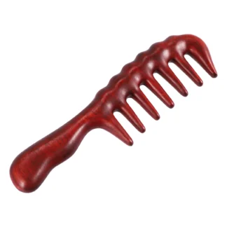 Peine de pelo T35C para desenredar, peine de madera de dientes anchos para cabello rizado, peine de sándalo de madera Natural sin estática