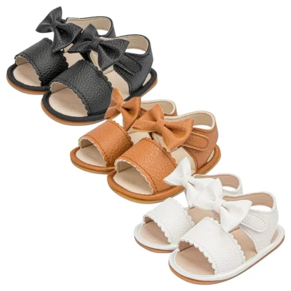 Adorable lazo decorado, transpirable, para primeros pasos de verano, zapatos de bebé transpirables, ropa para el hogar, sandalias cómodas para bebé