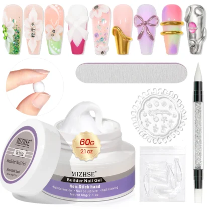 MIZHSE 60G Kit de uñas de Gel de constructor sólido para uñas Kit de Gel de uñas de extensión de mano antiadherente rápido Soak Off UV Led juego de Gel de construcción