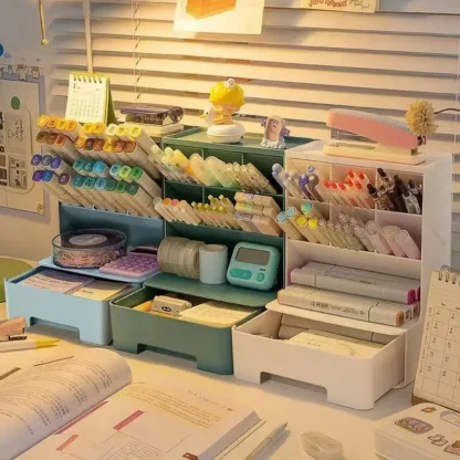 Accesorios de escritorio de oficina de inserción oblicua, portalápices multifuncional de gran capacidad, organizador, almacenamiento de lápices, suministros escolares