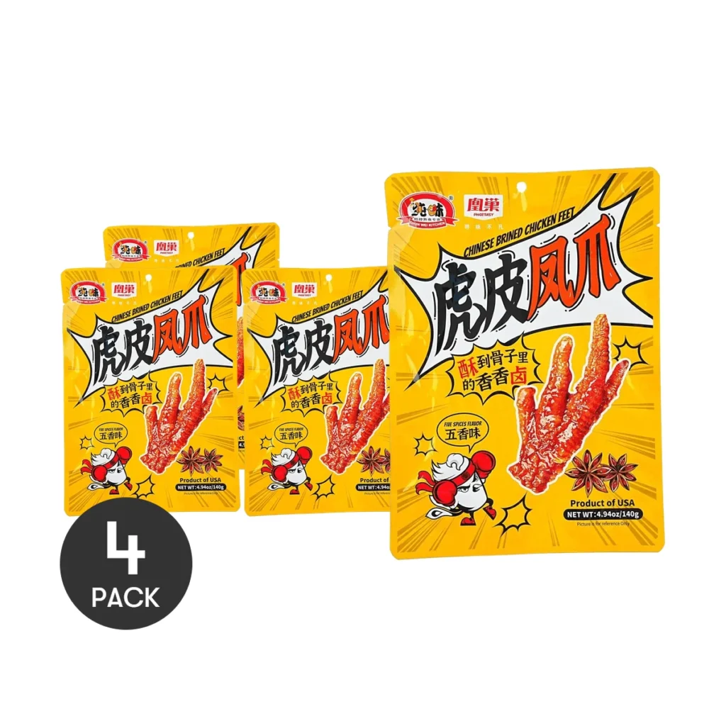 CHUN WEI KITCHEN-pies de pollo chinos, cinco especias de sabor, 4,94 oz x 4 paquetes, 4 paquetes