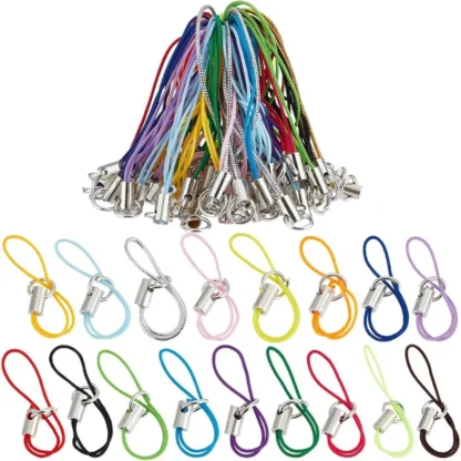 200 Uds., 17 colores, correa para la muñeca, cordón desmontable para teléfono móvil, correa de anillo dividido, cordones para lazo móvil, kit de fabricación colorido