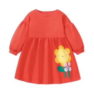 Ropa para niños Little maven, ropa para niñas pequeñas, ropa para niños, vestido informal de algodón con girasoles de dibujos animados, primavera y otoño para niños