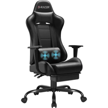 Silla para juegos, silla de masaje para ordenador, silla de oficina, escritorio ergonómico con reposapiés, silla giratoria ejecutiva de carreras, ruedas ajustables