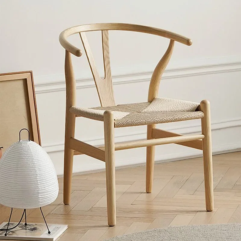 Sillas de comedor de diseño, silla cómoda de ratán de madera, reposabrazos de cuerda trenzada Simple, Sedia Velluto E Oro, silla trasera, muebles para el hogar