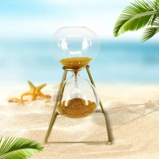 Reloj de arena dorado nórdico, adorno de mesa de cristal con estante de hierro, accesorios de fotografía relajantes para decoración del hogar, oficina y dormitorio