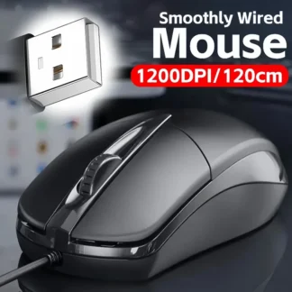 Ratón con cable suave, ratón óptico USB de 1,2 M con cable, ordenador portátil, oficina en casa, interfaz USB de 1200DPI para PC, accesorios para ordenadores de escritorio