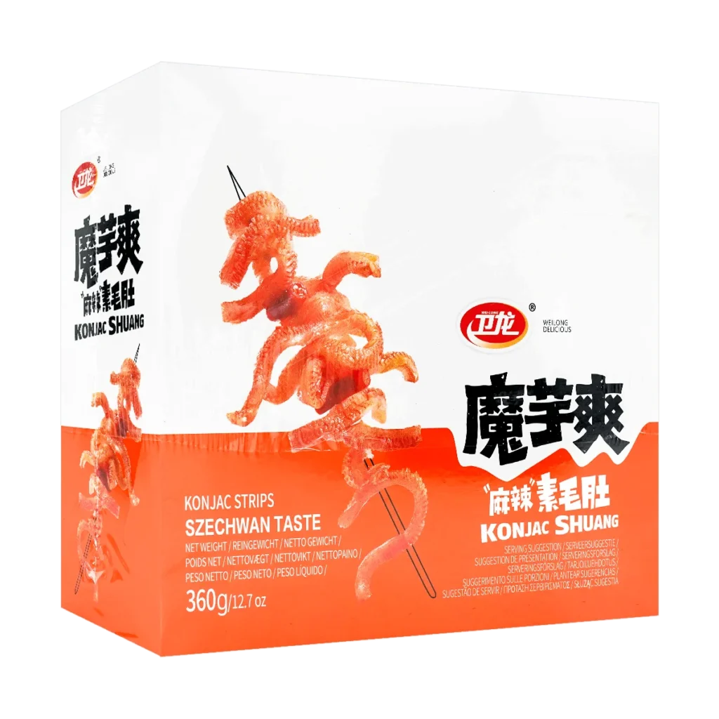 WEILONG-Picant Sichuan Mala,-con base Tripe de Konjac, 12,7 oz x 4 paquetes-aperitivo chino auténtico, 4 paquetes