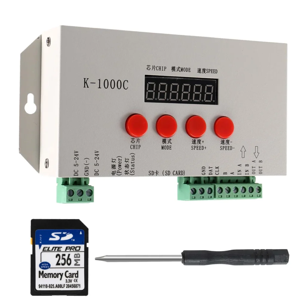 Controlador Y19A K-1000C K1000C WS2812B WS2811 APA102 T1000S WS2813 LED controlador de programa de 2048 píxeles DC5-24V