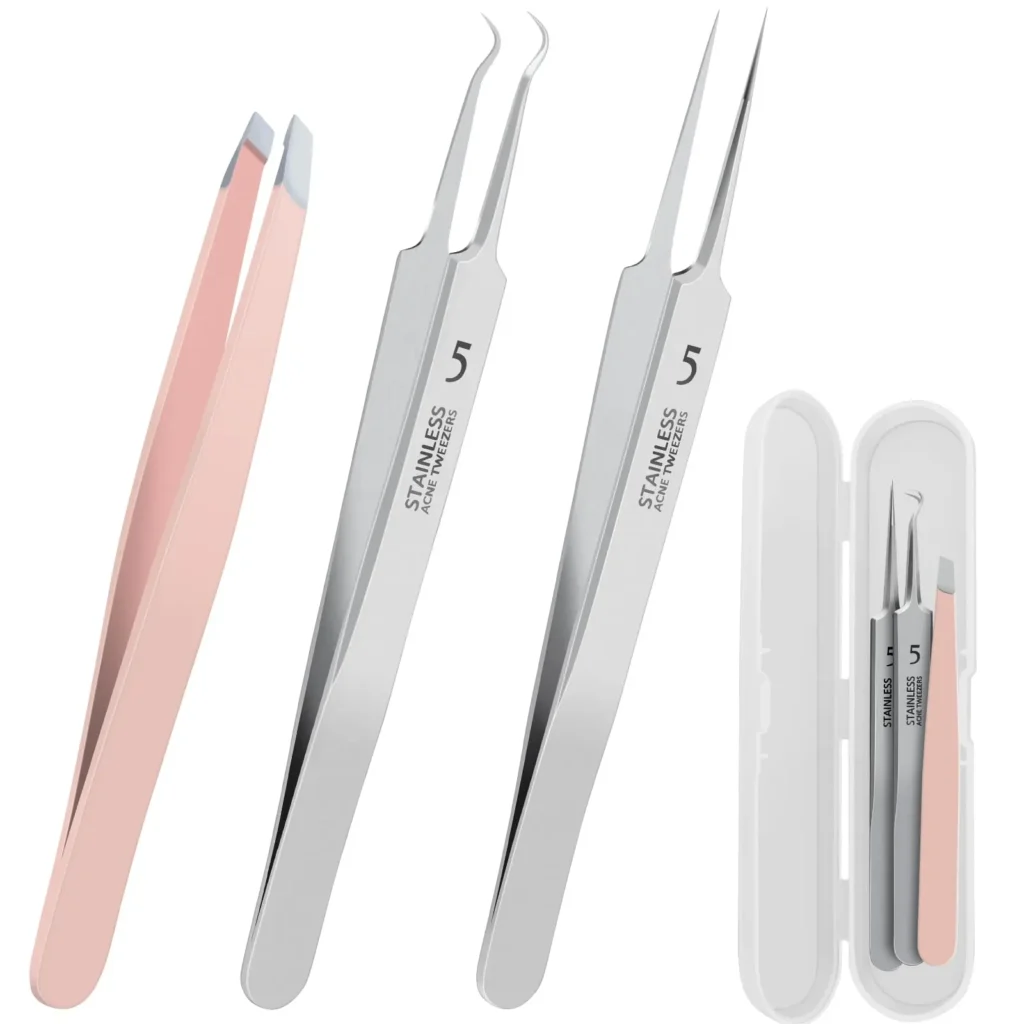Pinzas para quitar espinillas, pinzas para el cabello encarnado, extractor de espinillas y espinillas de precisión, pinzas para clips celulares, pinzas para mujeres