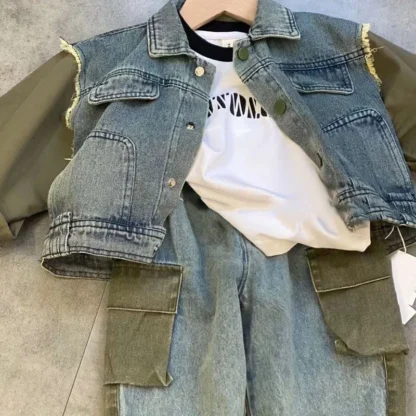 Chándal deportivo de algodón para niños, conjunto de 2 piezas, abrigo y pantalones, primavera y otoño, 2024