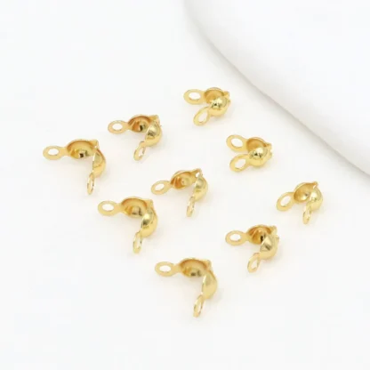 50 Uds. Tapas de cuentas de extremo de engarzado de latón para DIY, collar, pulsera, tapas de extremo, cierres de conector de punta, accesorios de joyería hechos a mano